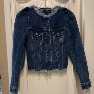 Retrofete distressed, fringe Blue Denim Jacket
